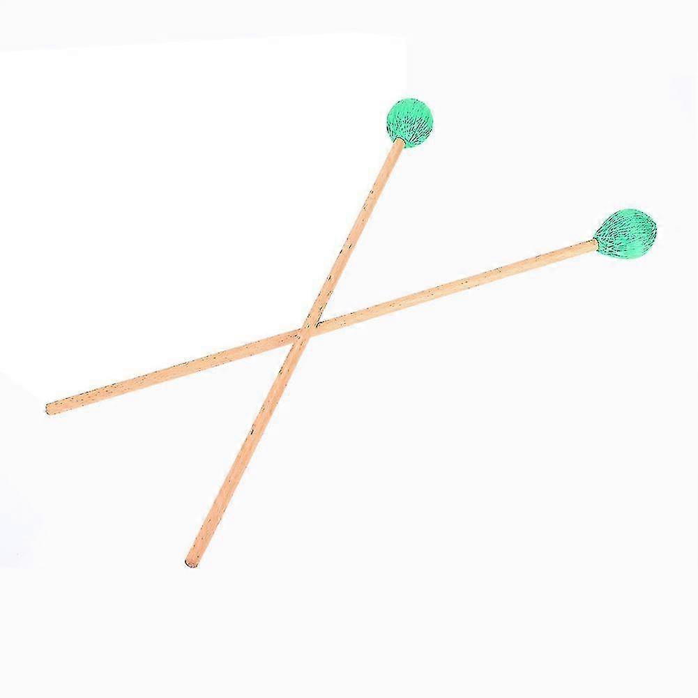 1 Pair Wool Head Keyboard Marimba Mallets with Beech Handles for Intermediate Player(Green)