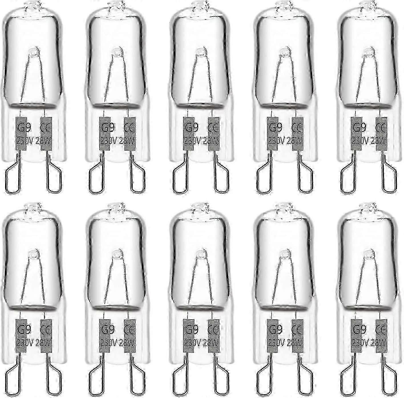 G9 Halogen Light Bulb 28W 230V Dimmable Warm White 2700K 10 Pack