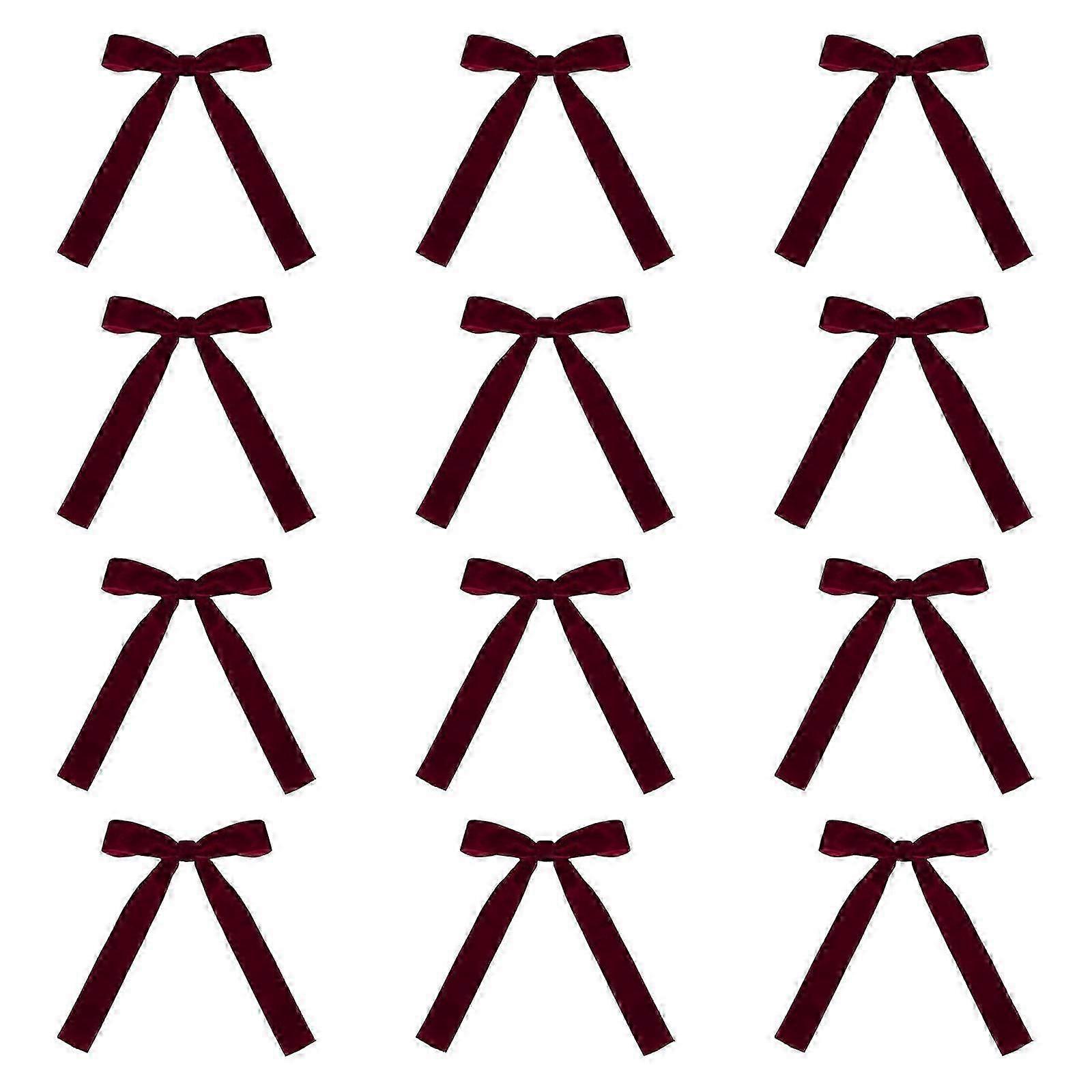 12x Christmas Ribbon Bows Set Xmas Decor Ribbon Bowknots Simple Gift Bows for