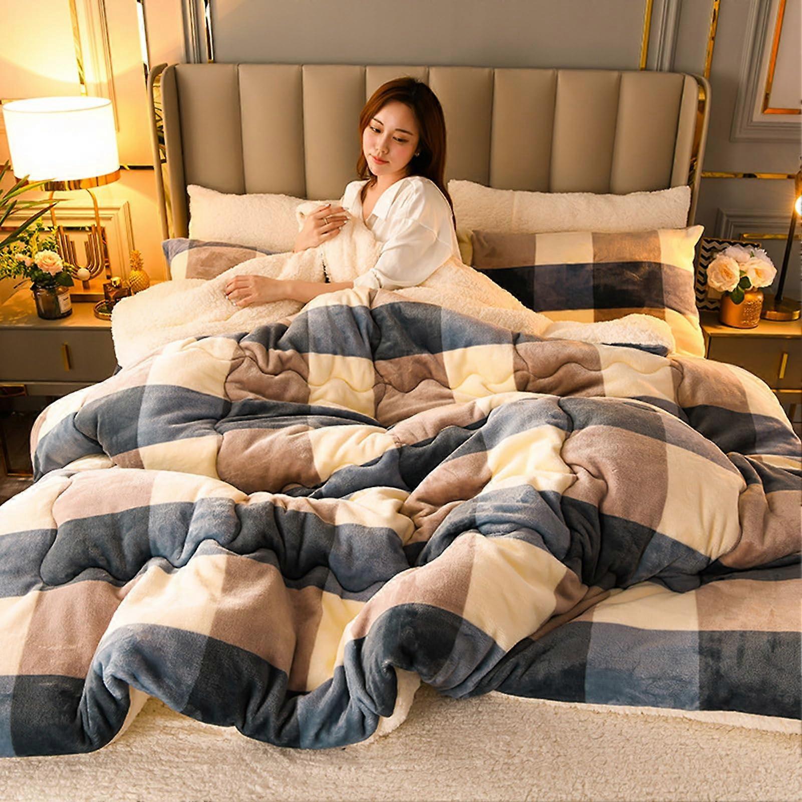 Velvet Comforter Sets Fluffy Bedding Sherpa Quilts Soft Warm Winter Flannel Plush Blanket Shaggy Crystal 180x220cm 3Kg