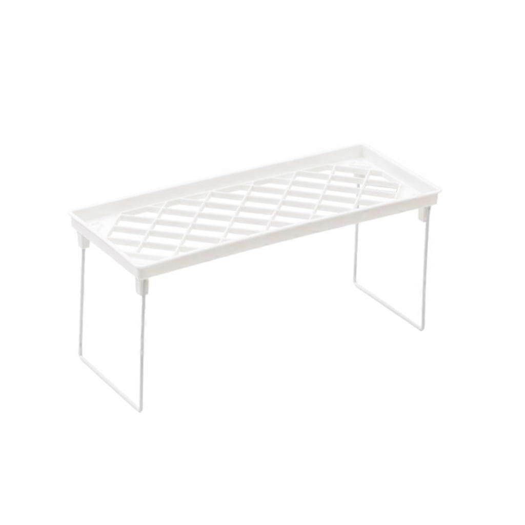 White Wire Stacking Cabinet Shelf Stackable Foldable Space Saving Shelf Stand