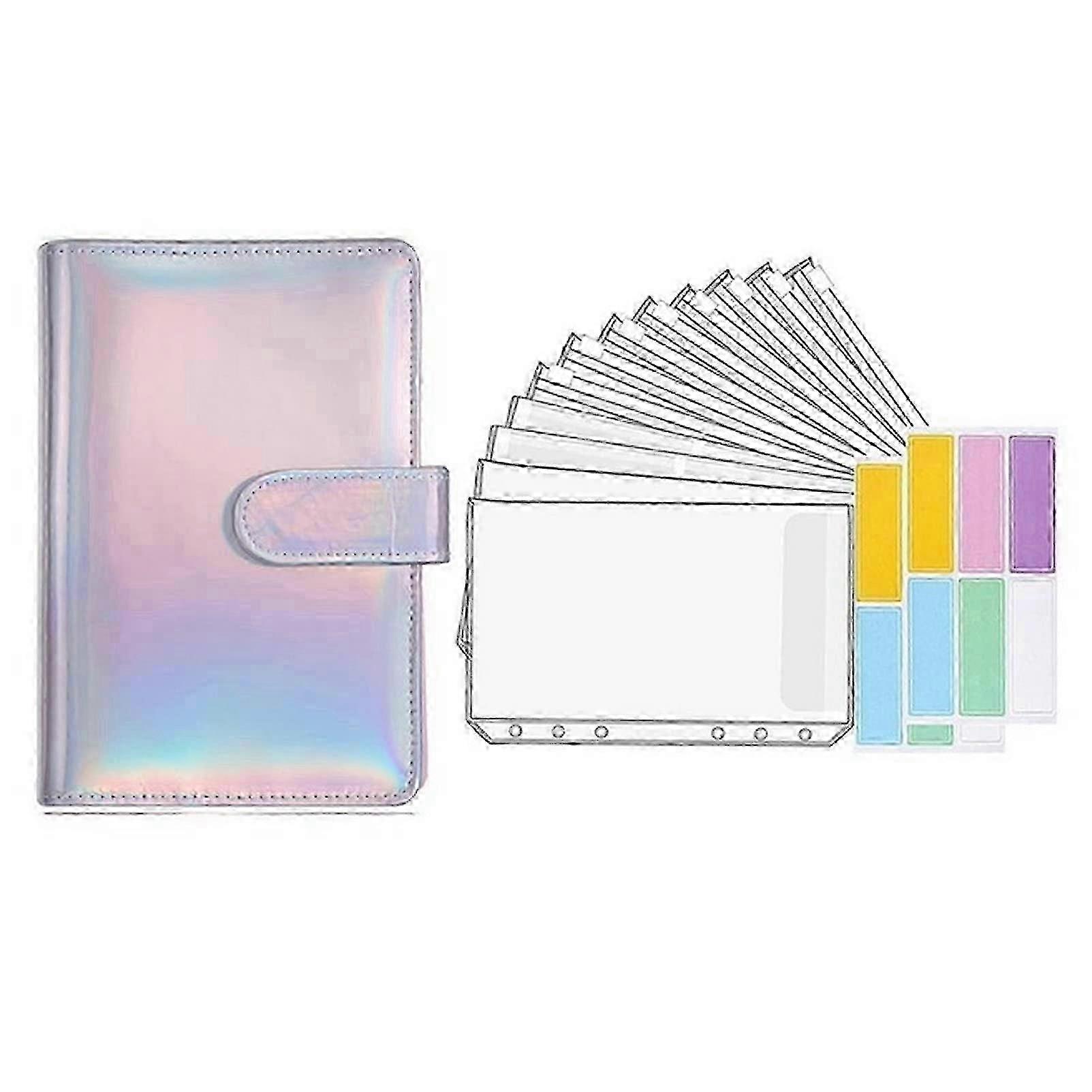 Latex Binder A6 Budget Binder 6-Hole Refillable Plastic Notebook Cover With Zipper Envelope Pockets Plain