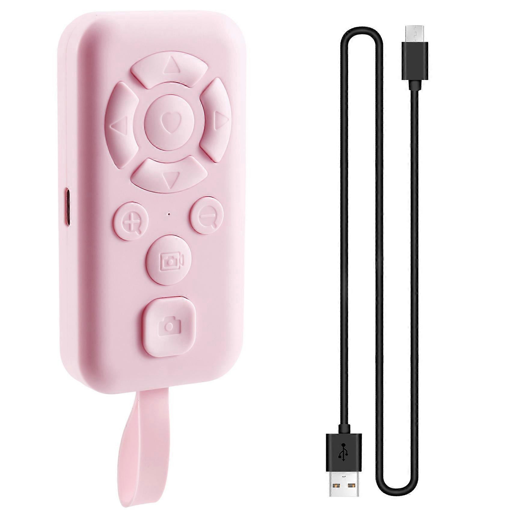 Protable Bluetooth Remote Control Self-Timer Camera Stick Shutter Button Wireless Controller Pink
