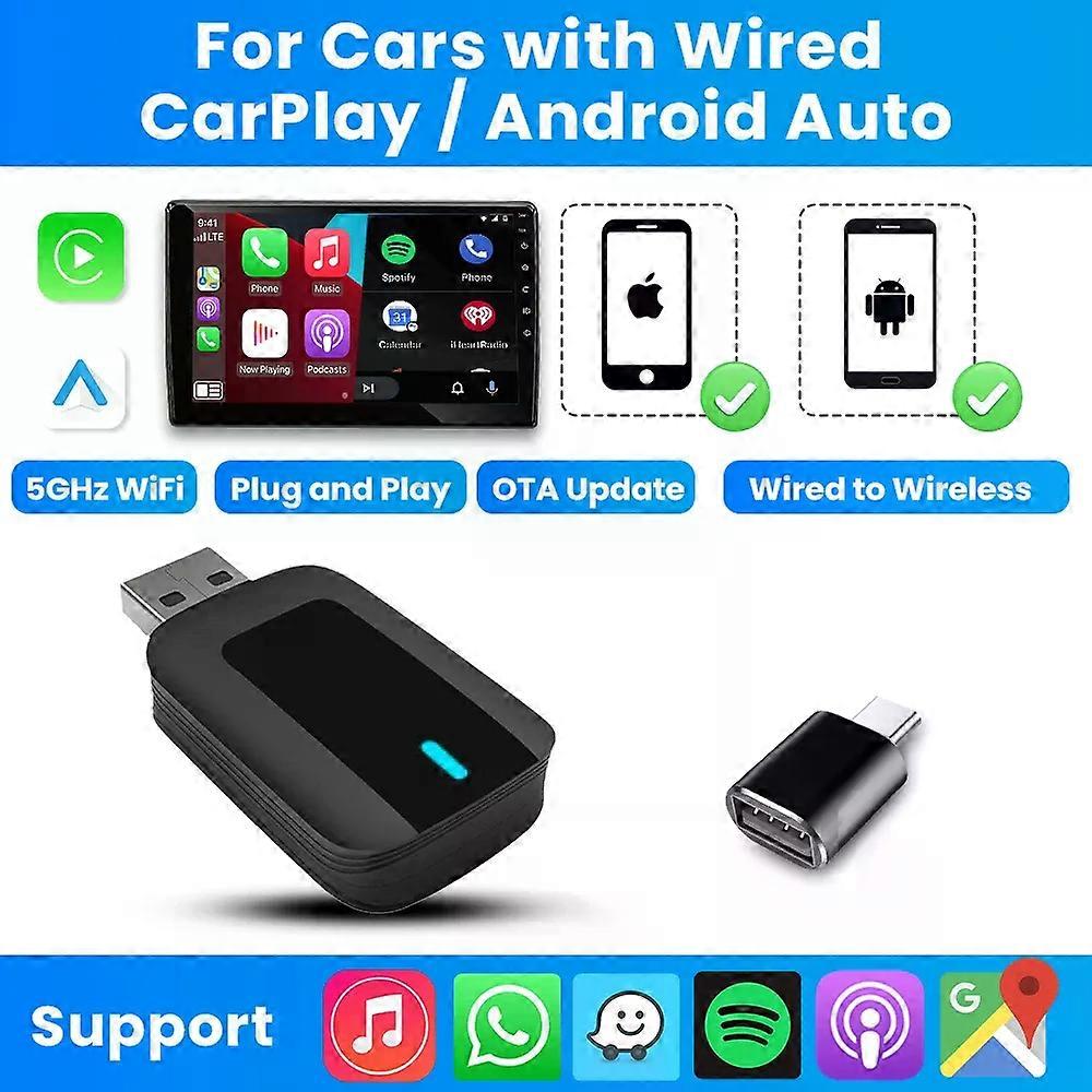 NEW 2in1 Wireless CarPlay Android Auto Adapter Smart Dongle Plug And Play For MazdaCX5CX9MX5CX3CX30 MX30CX90Mazda6