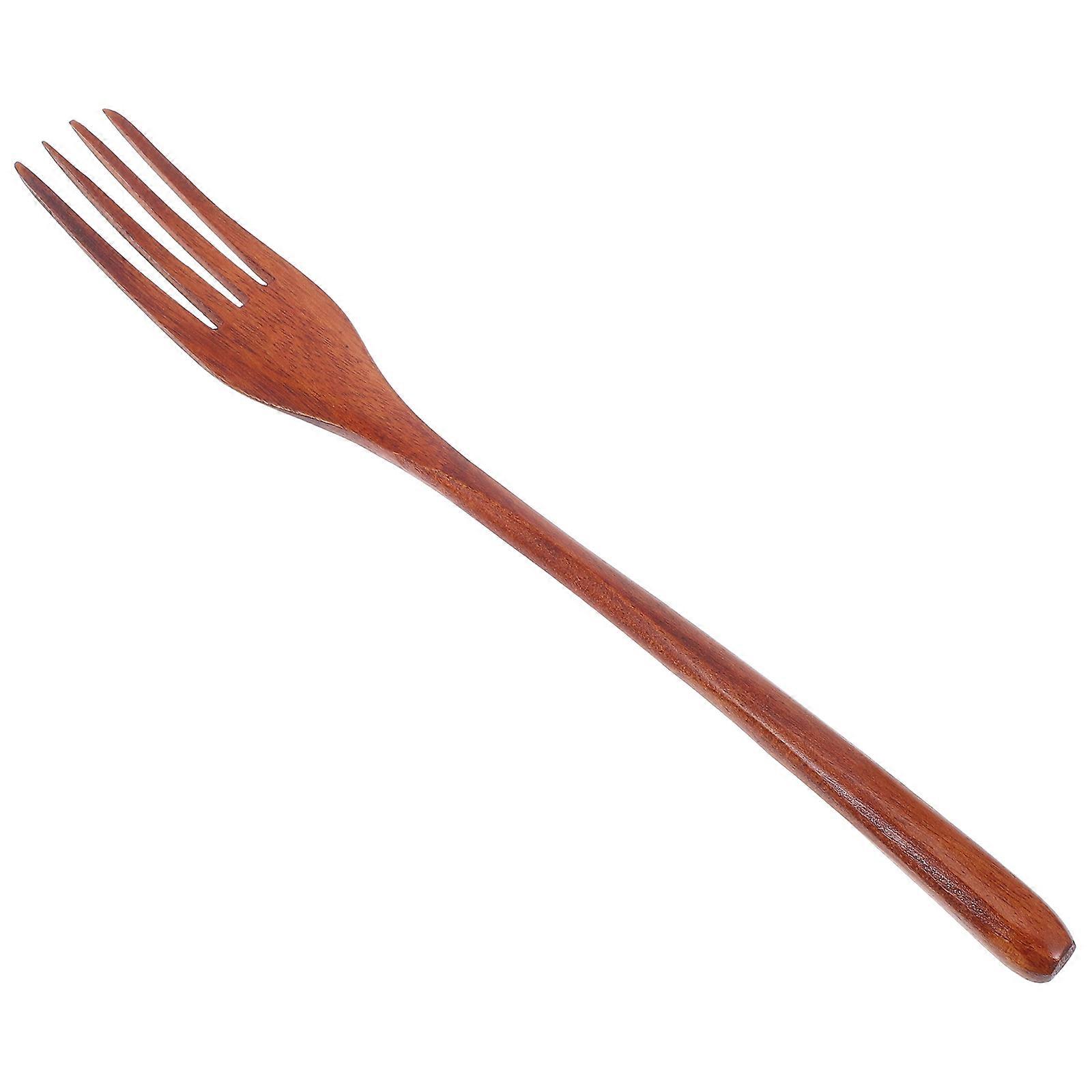 Smooth Wooden Kitchen Utensil Long Handle Fork Kitchen Fork Wood Fork (Random Style)