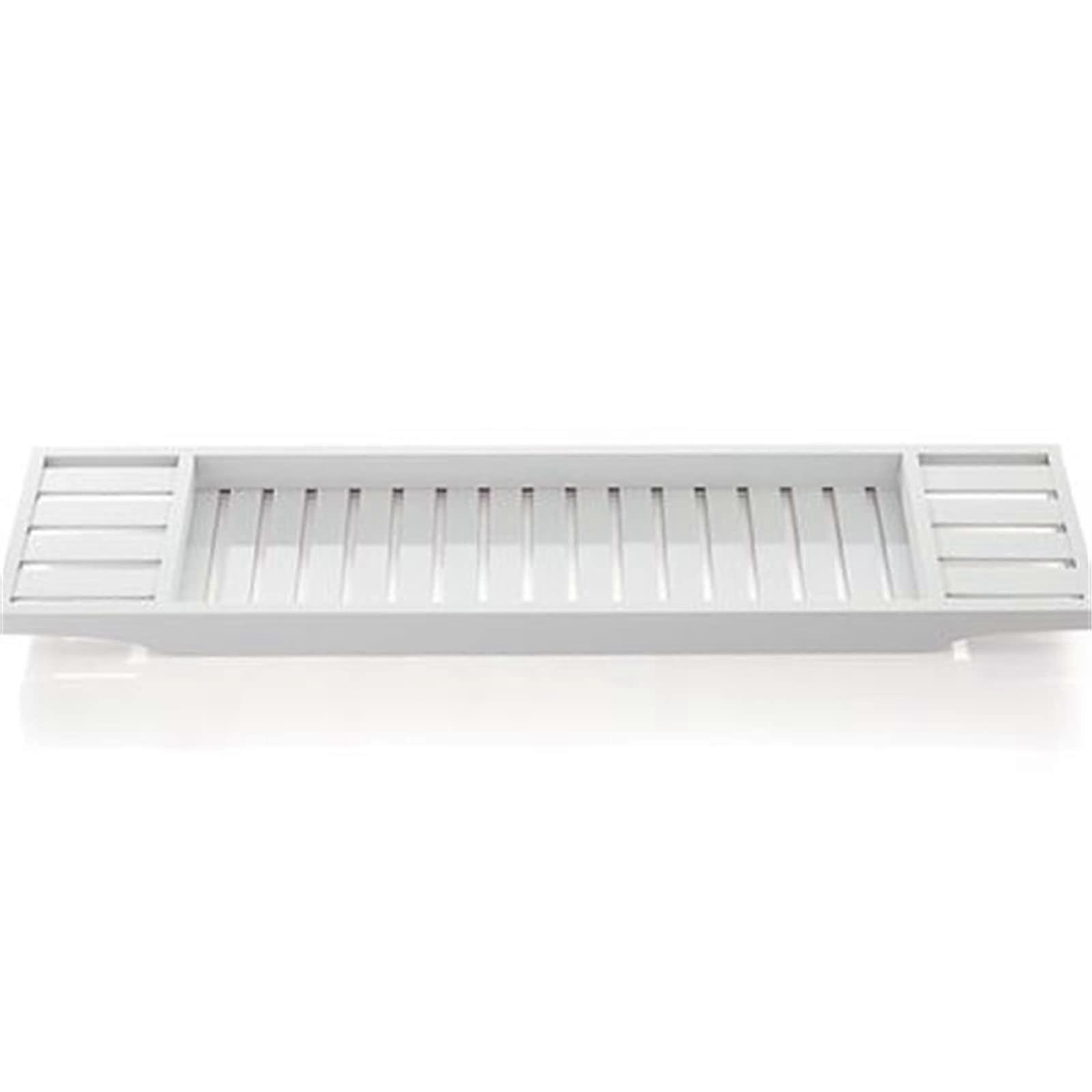 Bathtub Caddy Tray with Adjustable Rack for Bath Accessories, White, 72.2x15x4.3cm