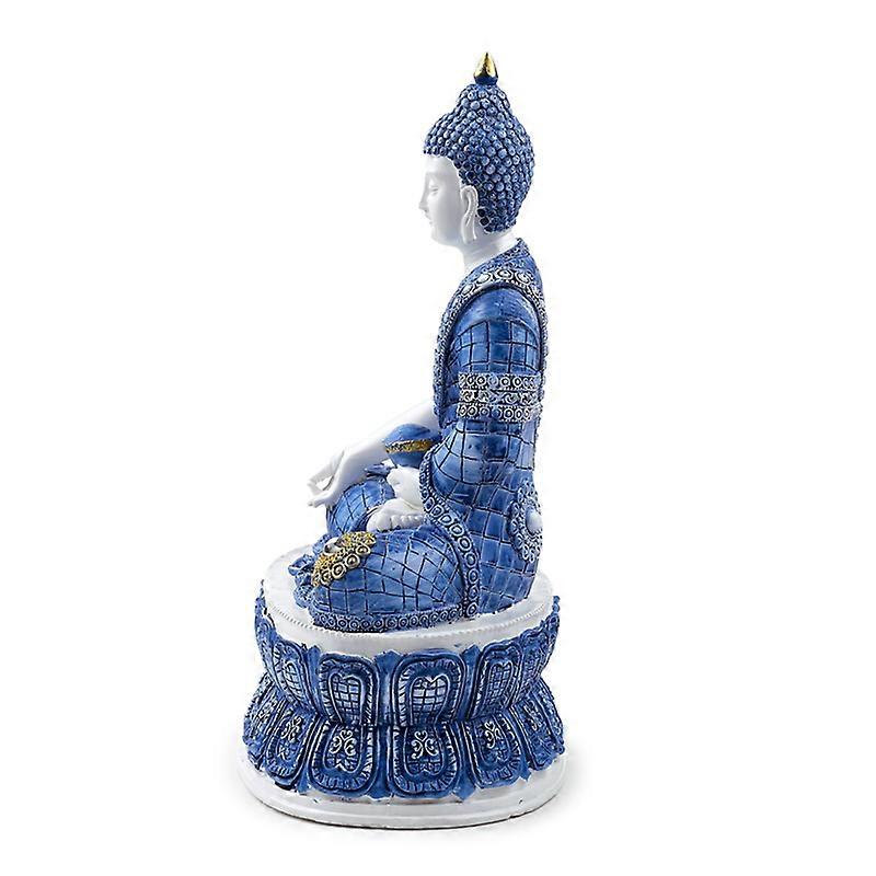Decorative White  Blue Thai Buddha - Lotus 1 Pack