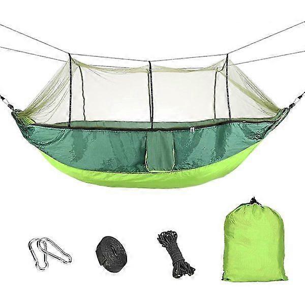 Camping Hammock with Mosquito Net, Durable and Portable Hammock 210T Nylon Yarn Hammocks with Wooden Straps 300kg Capacity