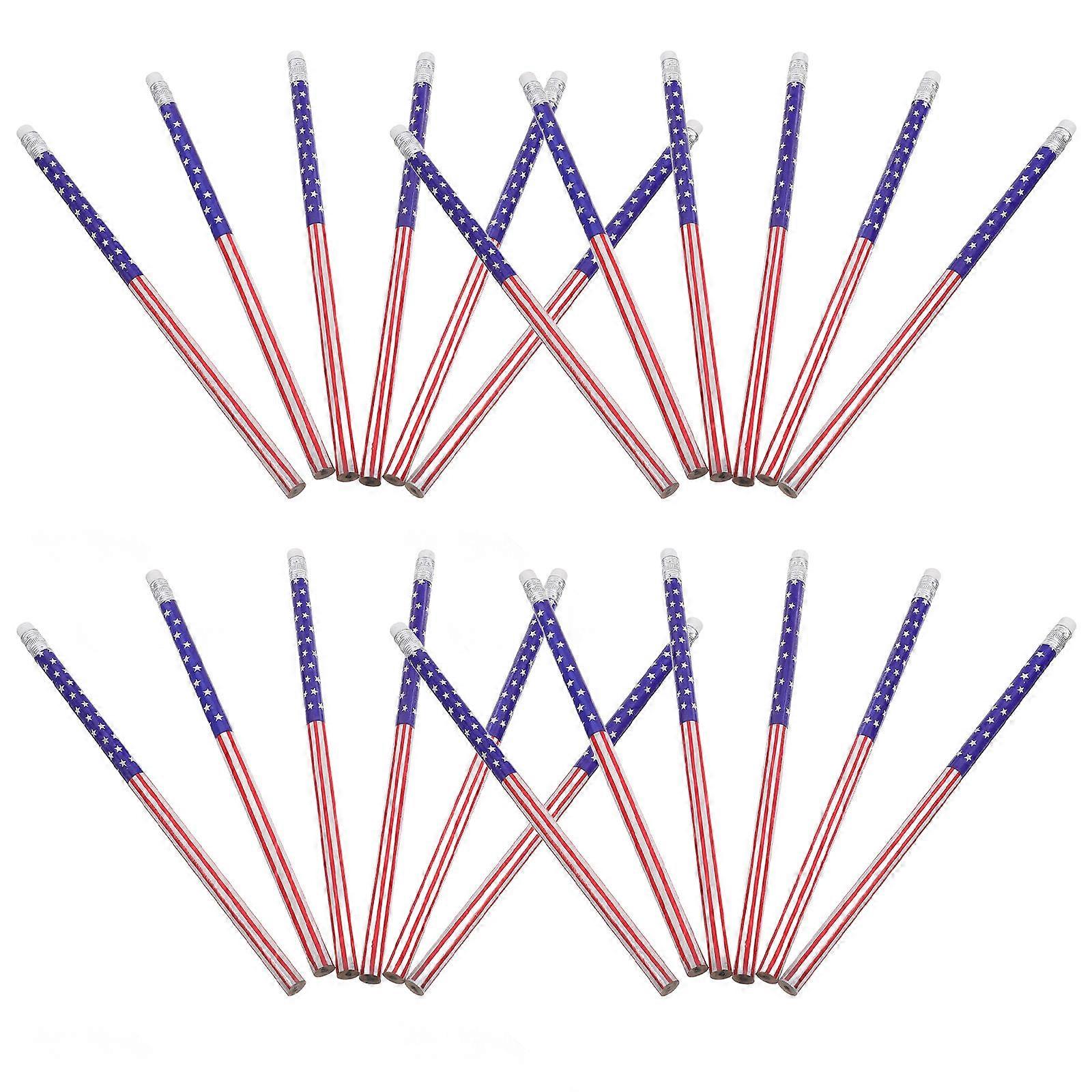 Wooden Pencils American Flag Themed for Writing and Drawing 60Pcs