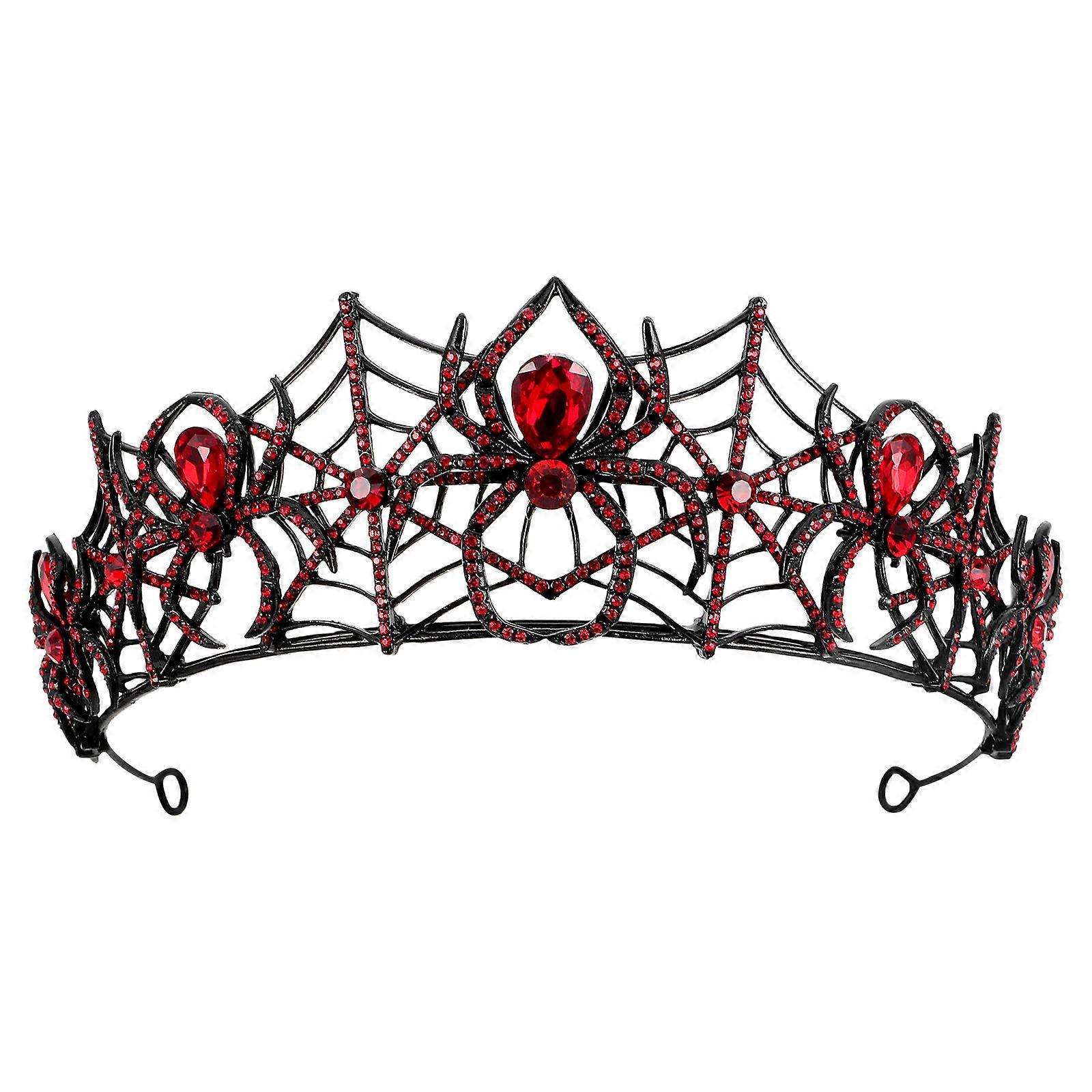 Black Alloy Rhinestone Halloween Spider Crown for
