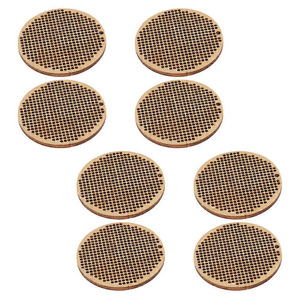 Wood Cross Stitch Chips for Decorating 8Pcs Khaki Round Bookmark Frames