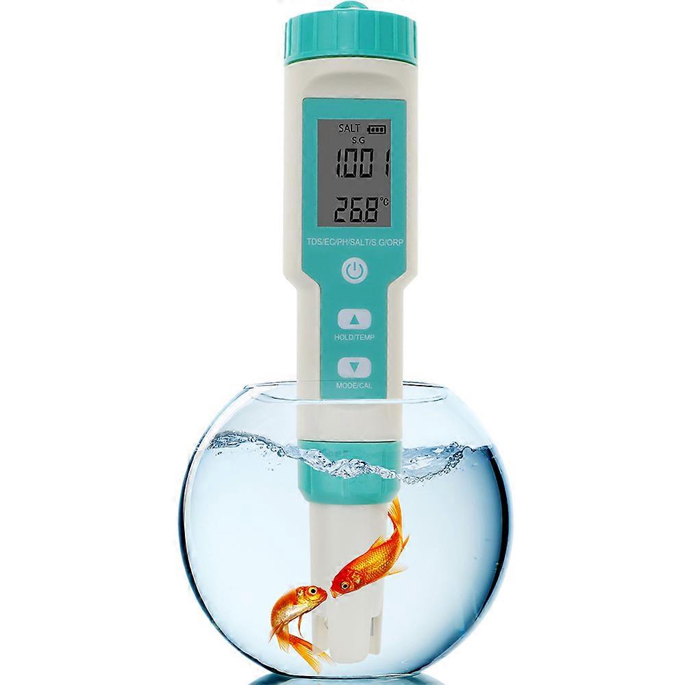 New 7 in 1 Digital Salinity Tester ORP PH TDS EC SG TEMP Meter ORP LCD Monitor Water Quality Detector for Pool Aquarium