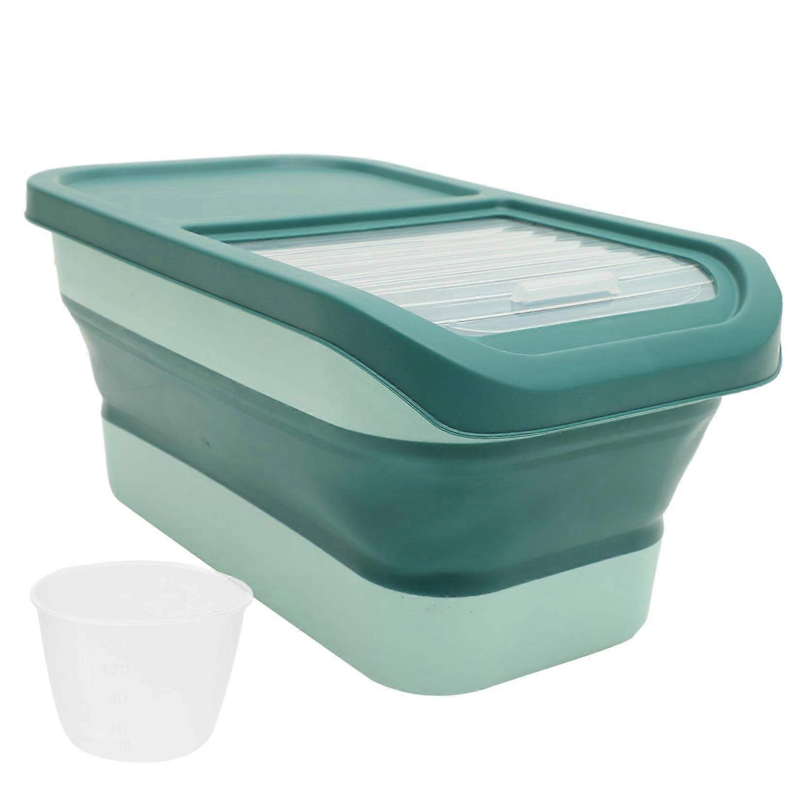 Rice Storage Container Airtight Foldable Bin with Sliding Lid for Cereal Pet Food and Kitchen Use