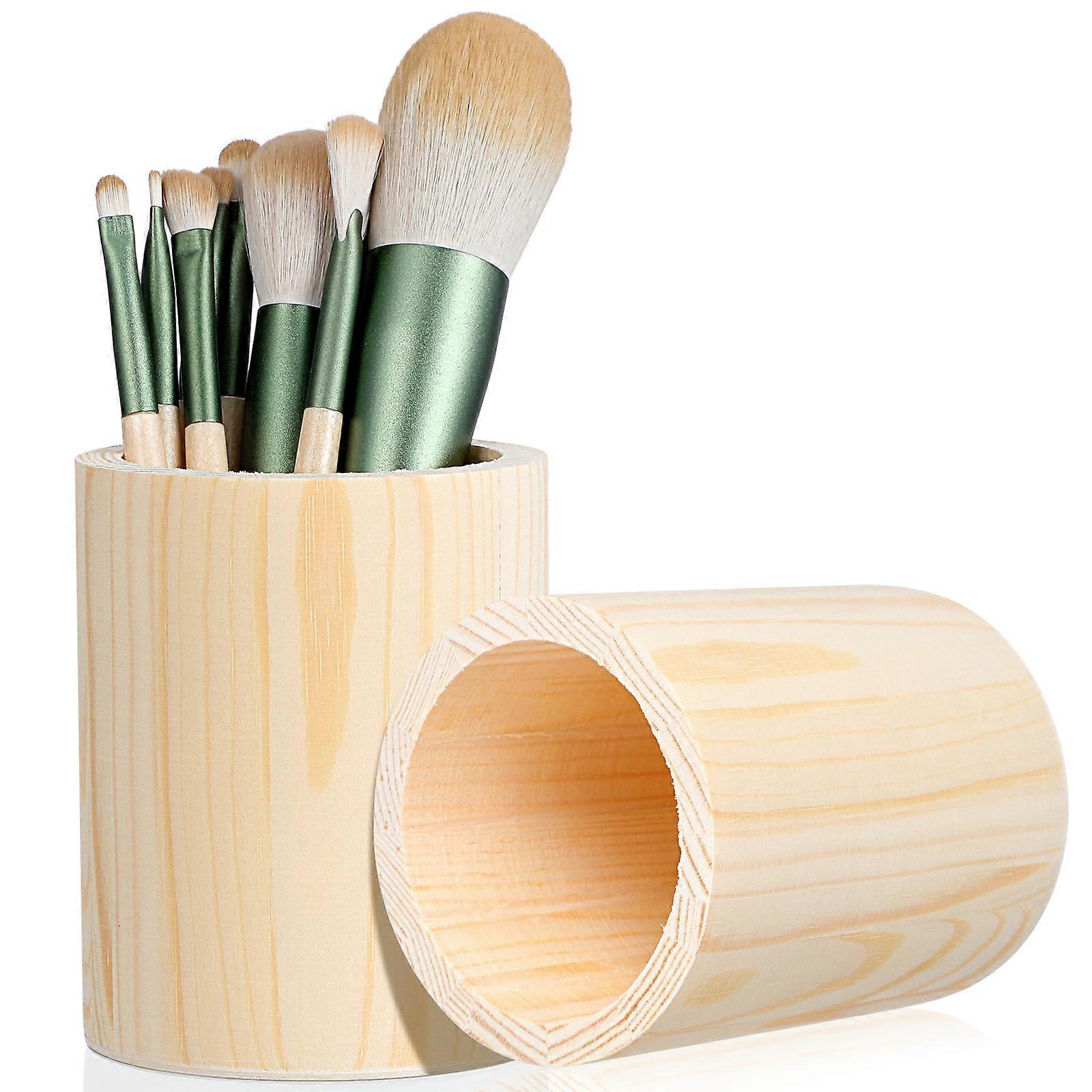 Wood Desktop Pen Holder for Office with Single Compartments 8Pcs