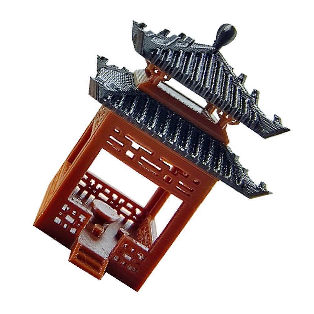 Brown Mini Pavilion Statue for Garden Decor Plastic Figurine