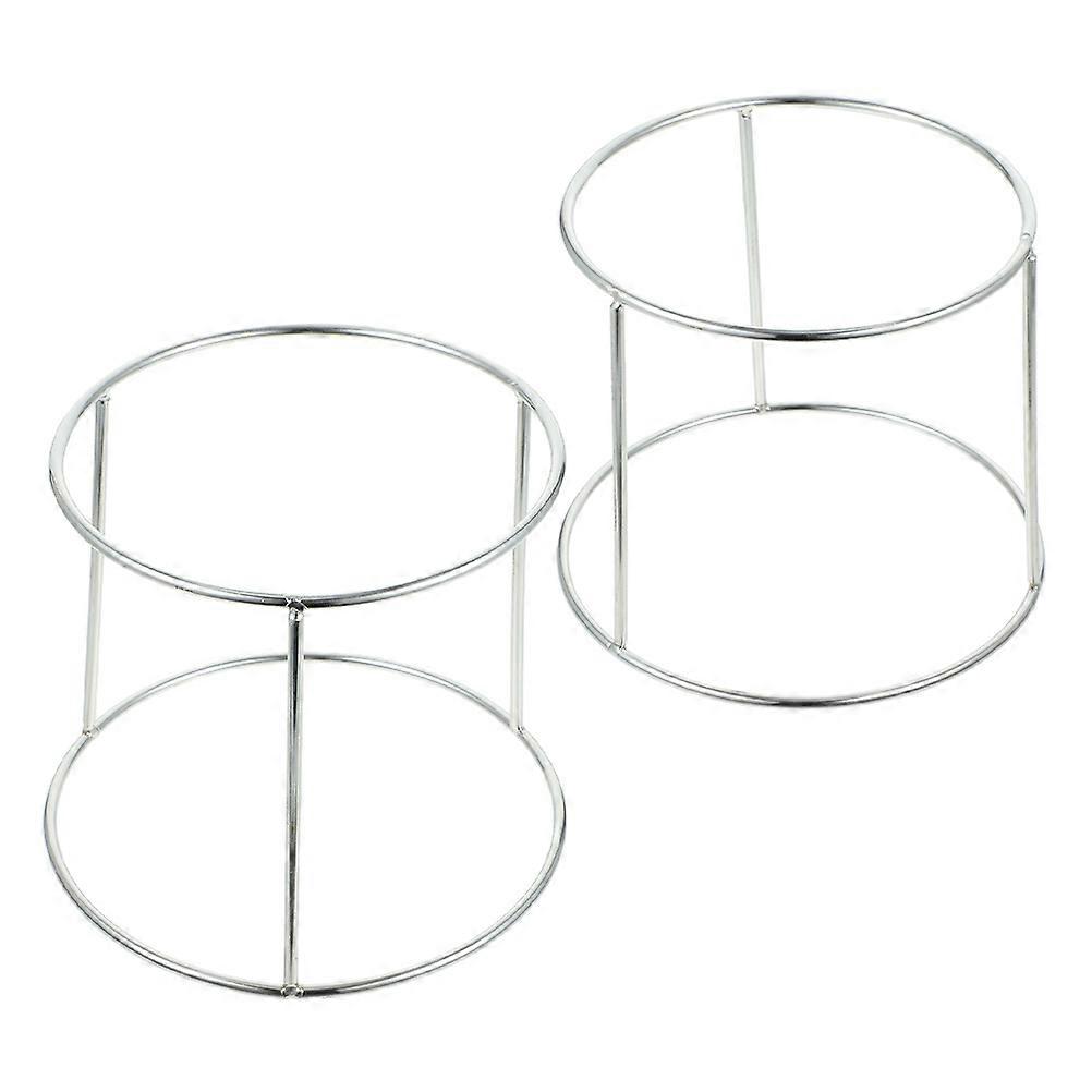 Double-Layer Seafood Plate Display Rack Food Tray Holder 2Pcs Silver