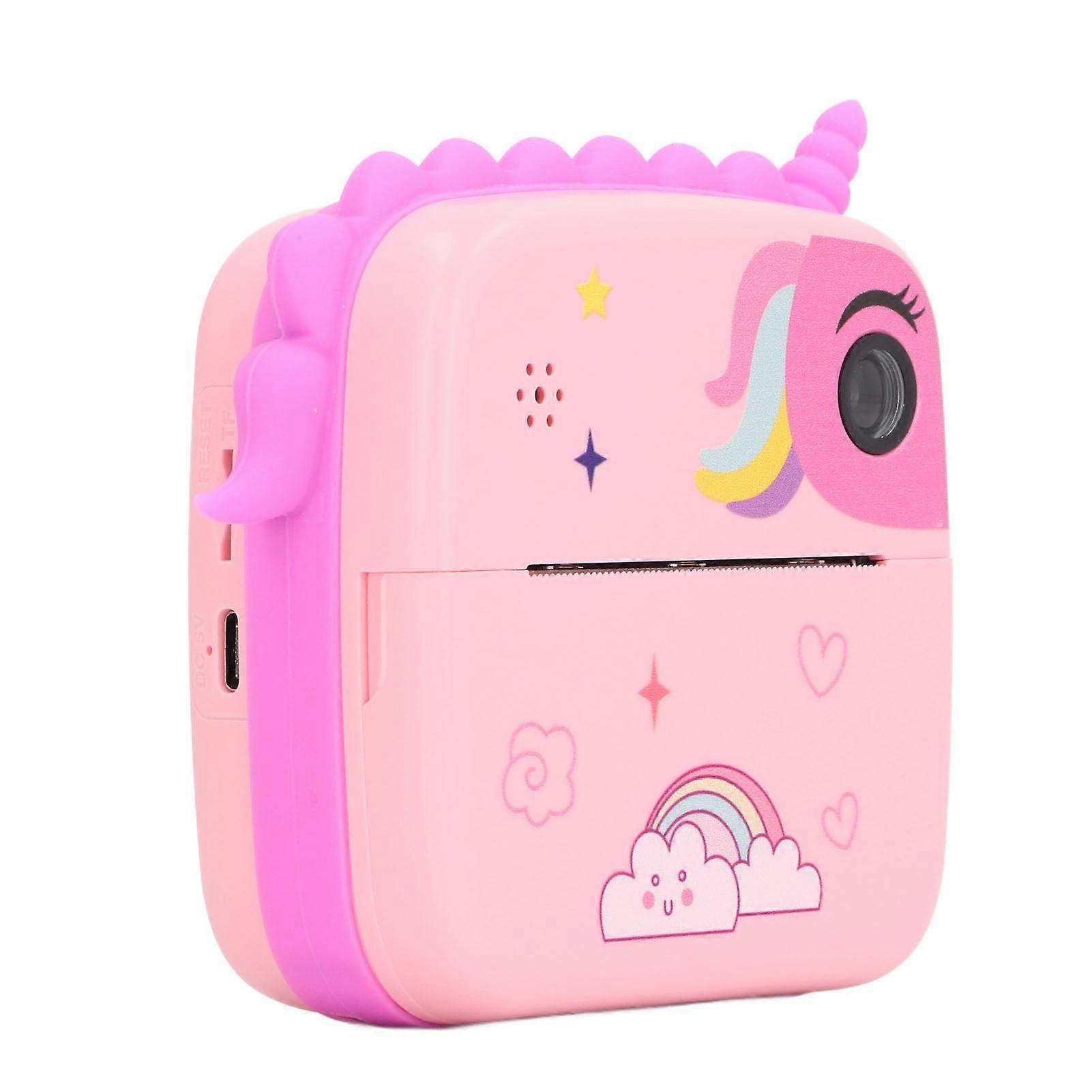 Kids Instant Print Camera with Cute Cartoon Design, HD Lens, ChildFriendly Controls  Pink