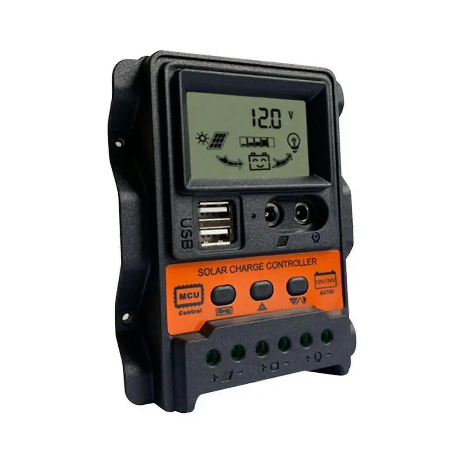 Solar Charge Controller PWM With LCD Display 10A 20A 30A 12V 24V Dual USB 5V Output Solar Panel Regulator