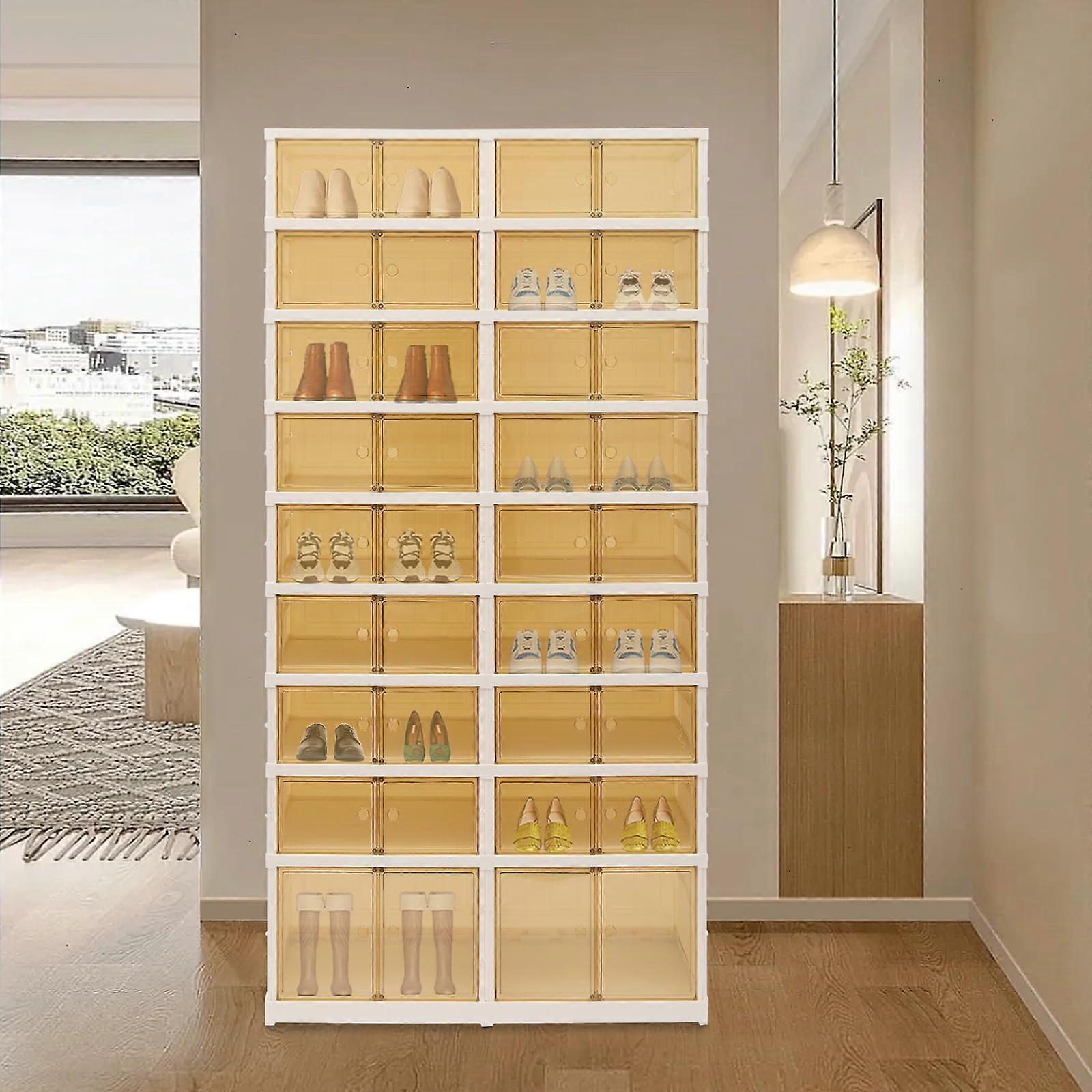 9 Tier Foldable Shoe Storage Organizer with Clear Doors, Large Capacity Rack for Boots and Heels