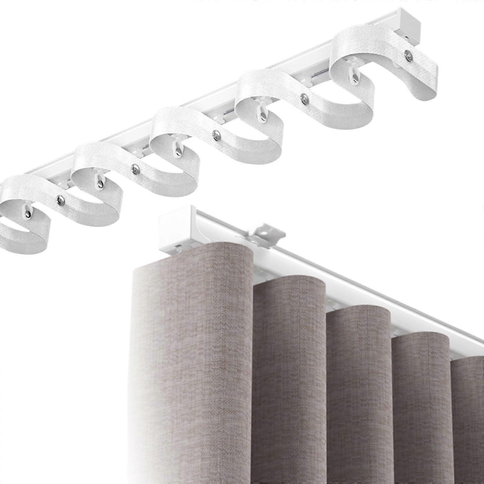 Heavy Duty Ceiling Curtain Track Rail with Silent Glide, SCurve, Wall or Ceiling Mount, White 2.3m