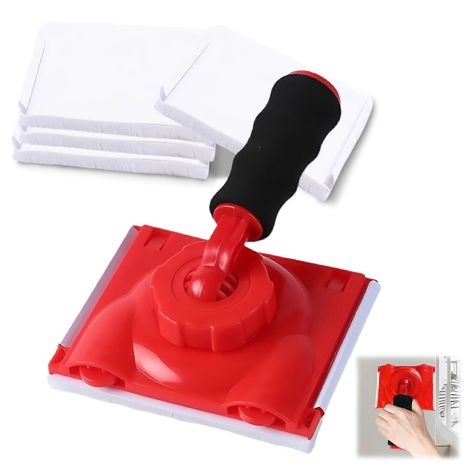 Paint Edge Trimmer with Guide Wheel and 4 Pads, 360° Rotatable Paint Pad Applicator for Walls, Ceilings, Baseboards