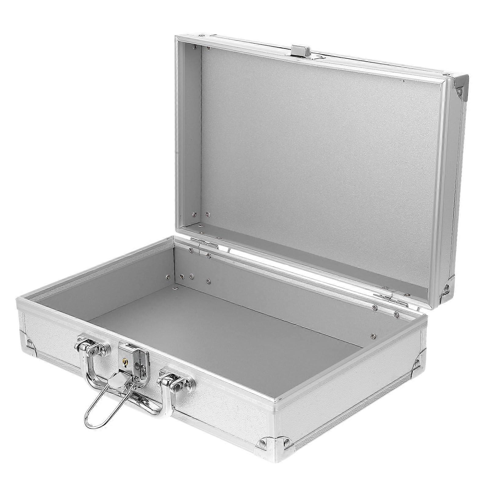 Aluminium Tool Box Silver Metal Carrying Case with Handle Durable Storage for Instruments and Travel