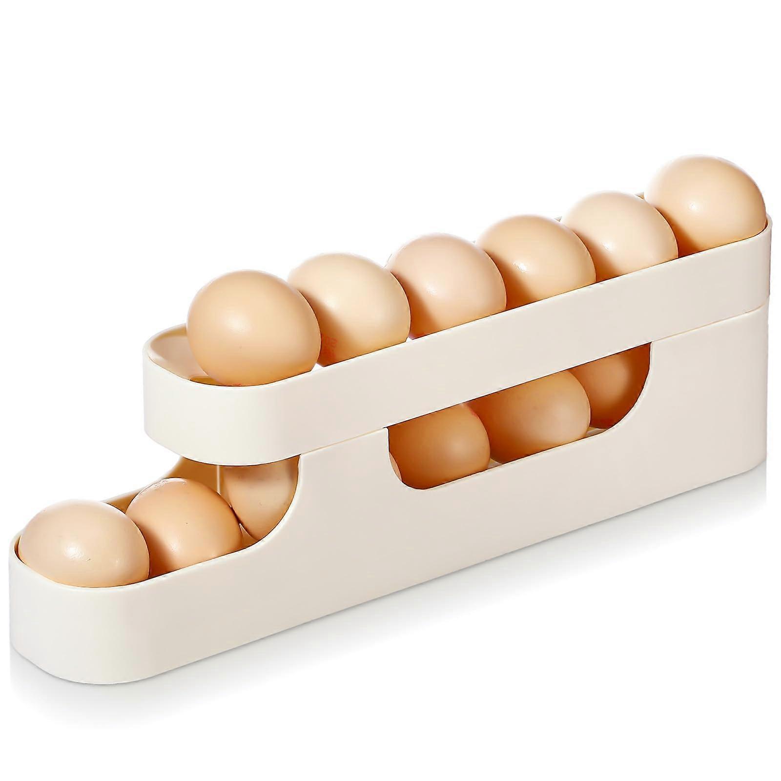 Egg Holder for Fridge with Automatic Gravity Rolling, 2 Tier SpaceSaving Large Capacity Organizer