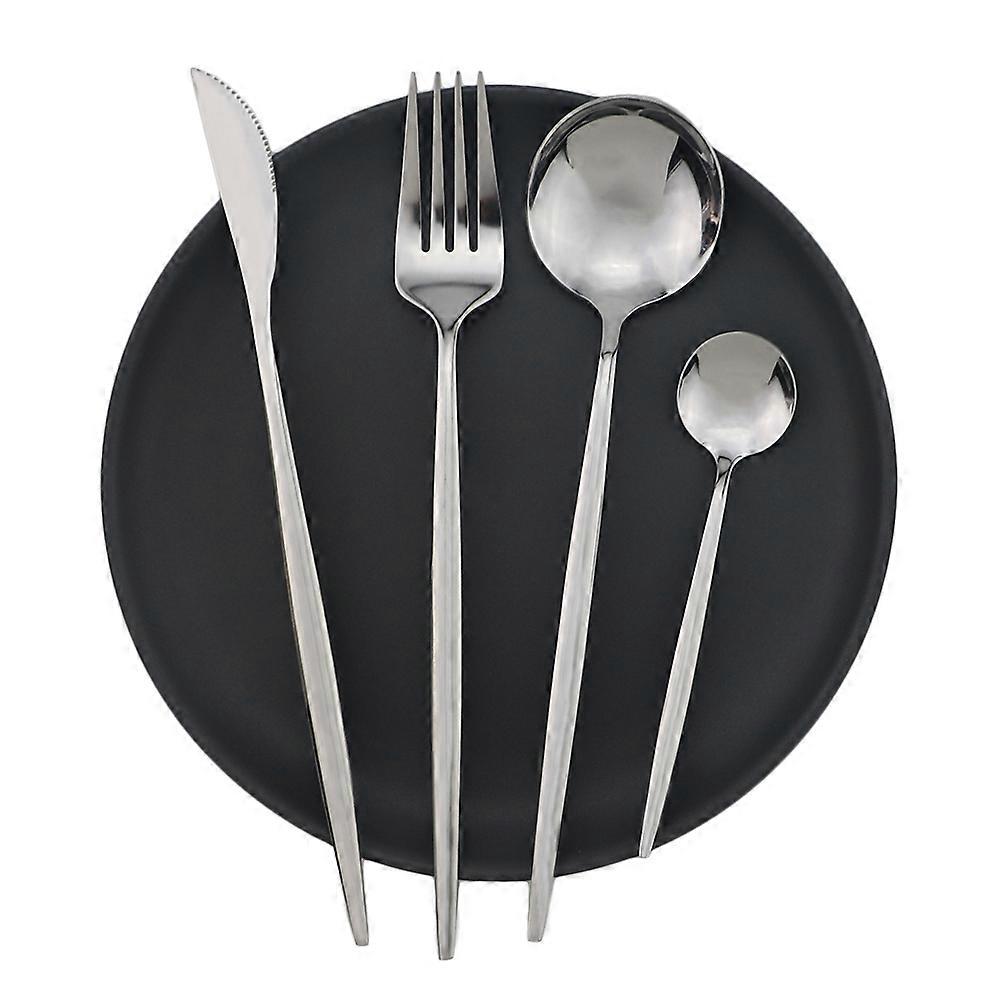 4pcs/set Blue Dinnerware Set Stainless Steel Gold Cutlery Dinner Set Knife Fork Spoon Silverware Flatware Kitchen Tableware Set