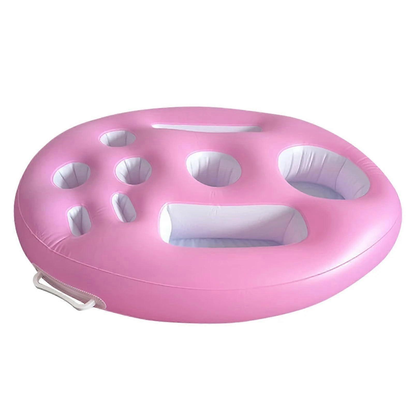 Large Inflatable Pool Drink Holder with MultiSlot Floating Beverage Tray for Summer Party Pink