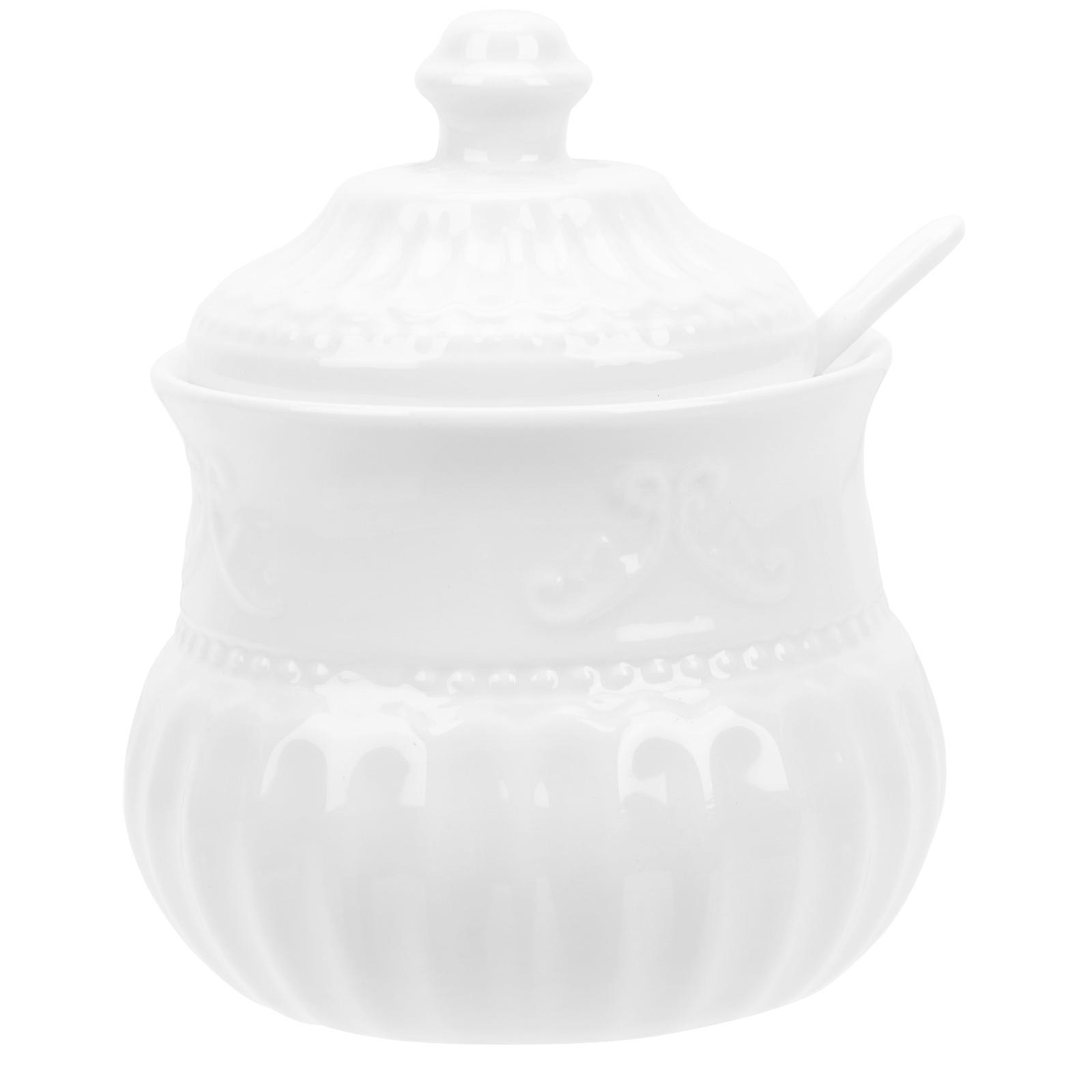 Cute Sugar Container Embossed Pattern Coffee Jar For Kitchen Users With Practical Use 12.5x8.5cm 1Pcs