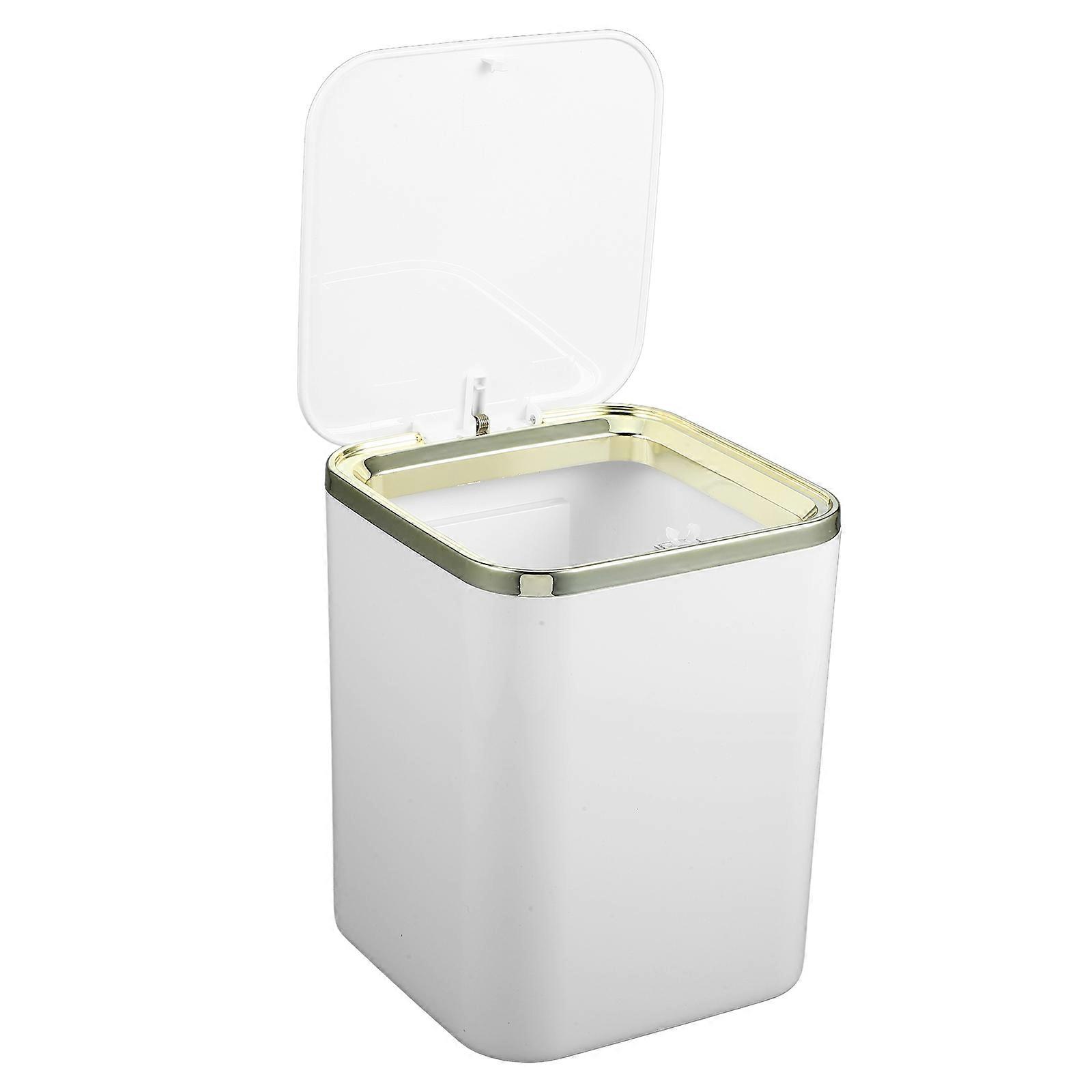 Miniature Trash Can with Lid for Storage White ABS Desk Use