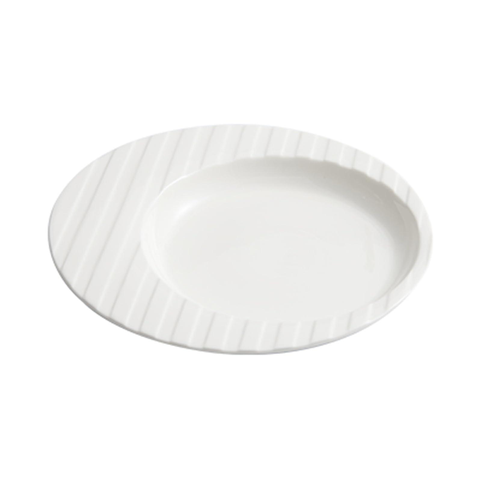 White Ceramic Dinner Plates Microwave Dishwasher Safe, Large Round Serving Plates 30.5cm