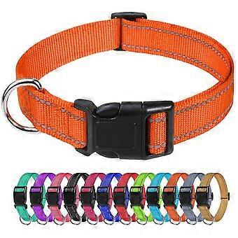 Reflective Nylon Dog Collars,Adjustable Classic Dog Collar with Quick Release Buckle for Medium Dogs, Orange(M 2.5cm/35-50cm) 2025