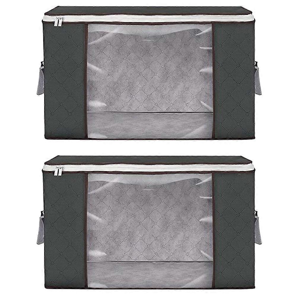 Multi-Function Clothes Storage Bags 2Pcs For Bedroom Attic Basement Grey Foldable Design Dustproof Item Protection