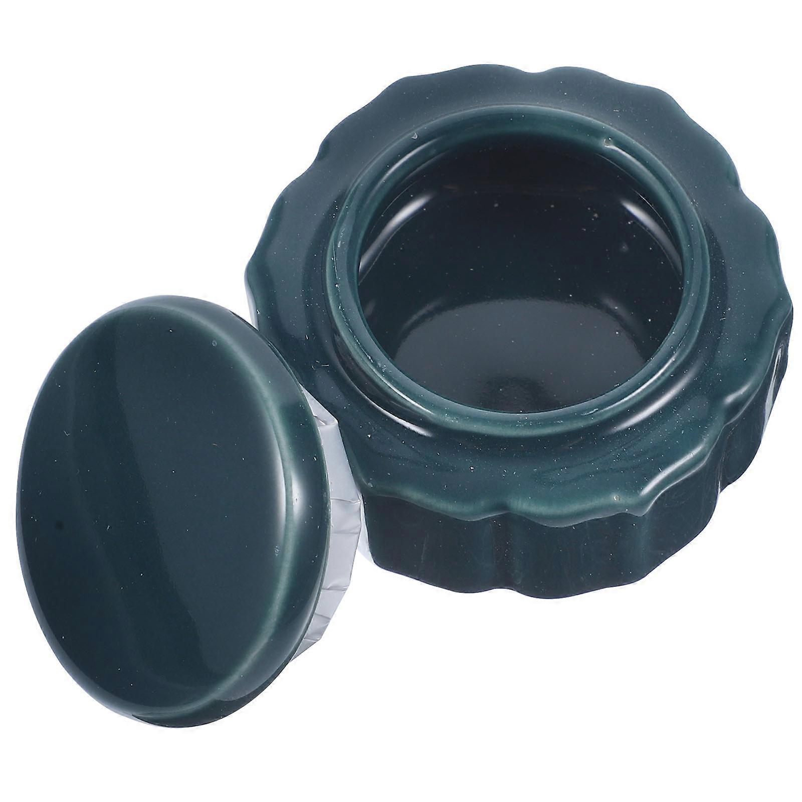 Dark Green Ceramic Decorative Jar for Storage with Multi-Use Design
