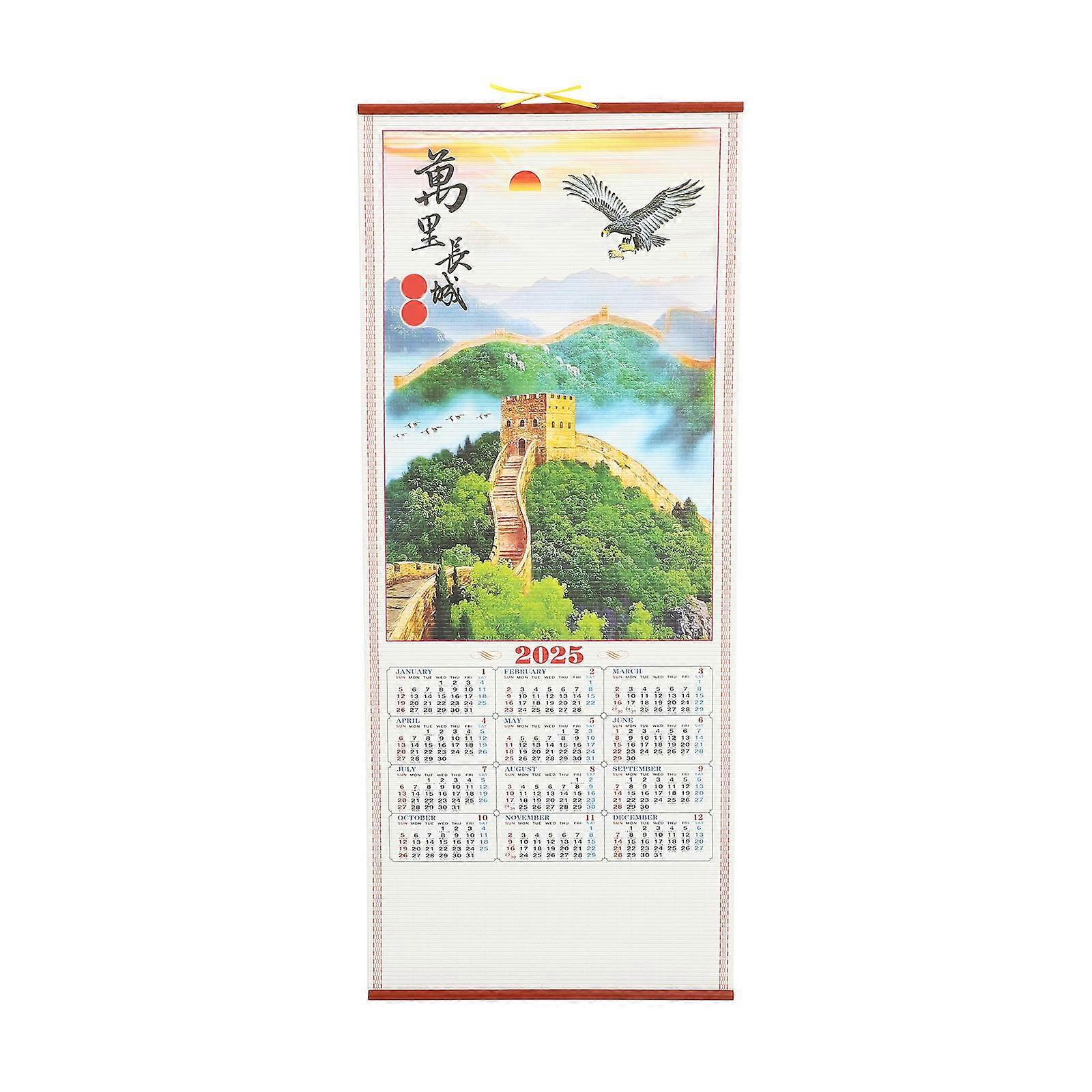 Snake Year Wall Hanging Calendar 2025 Scroll Format Office Decoration Space-saving Multi 5Pcs