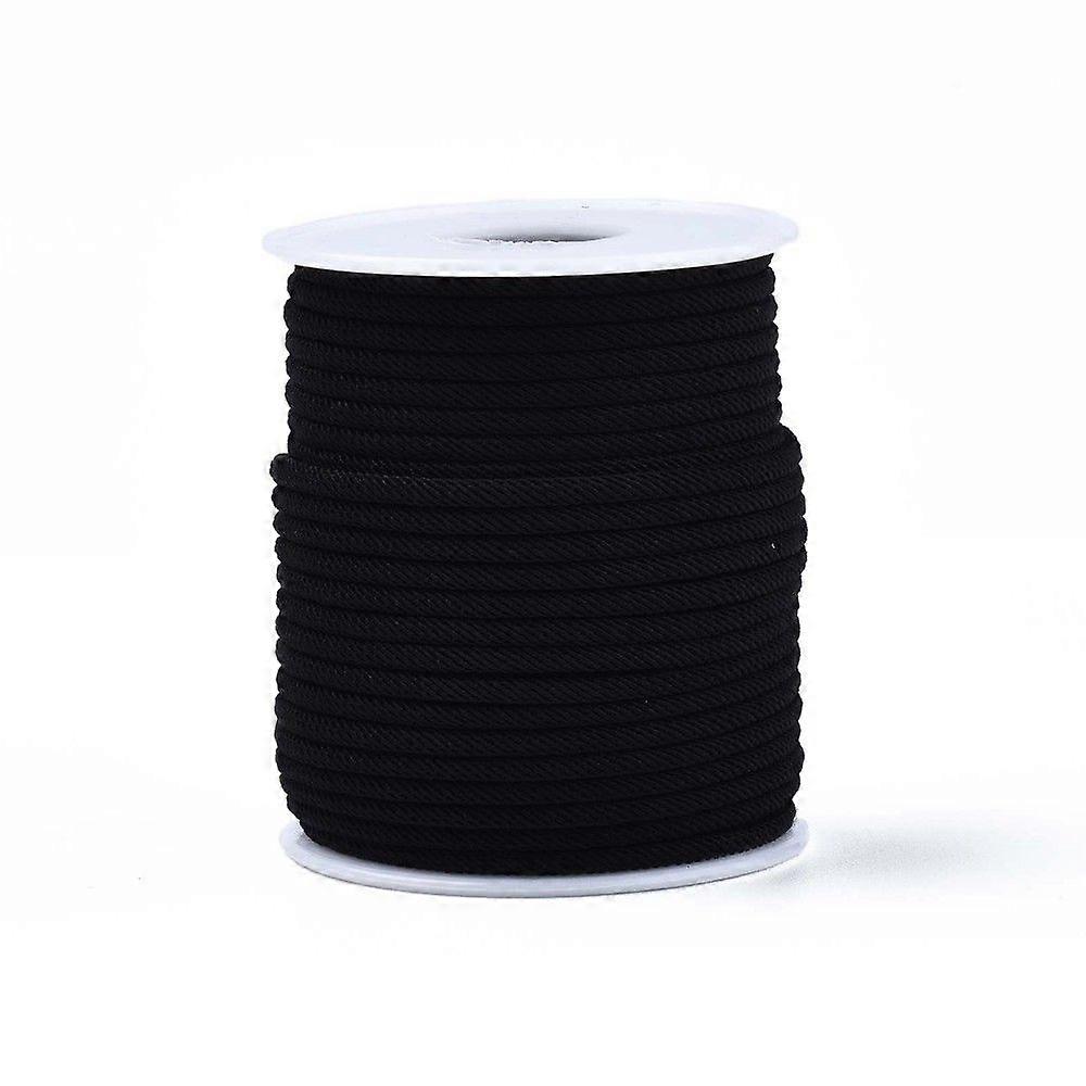 Braided Polyester Cords Black 3mm about 21.87 yards(20m)/roll