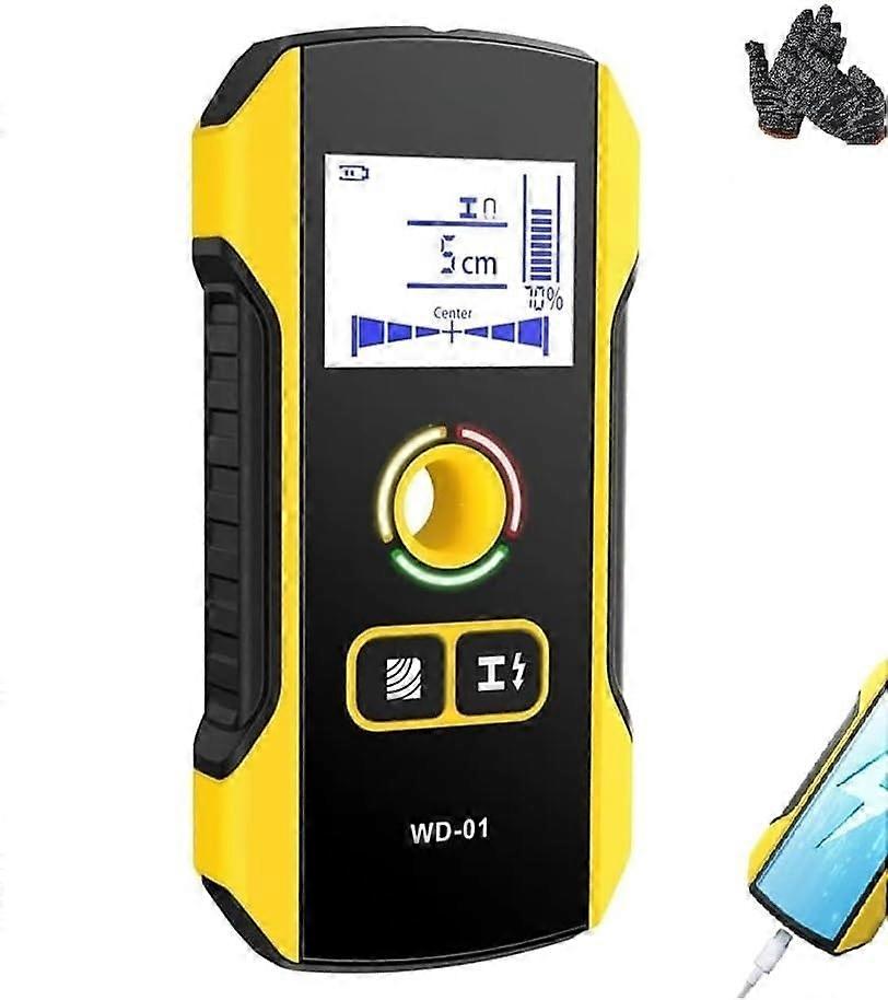 6in1 Wall Stud Finder and Scanner with Precision Centering, AC Wire Detection, Rechargeable Battery