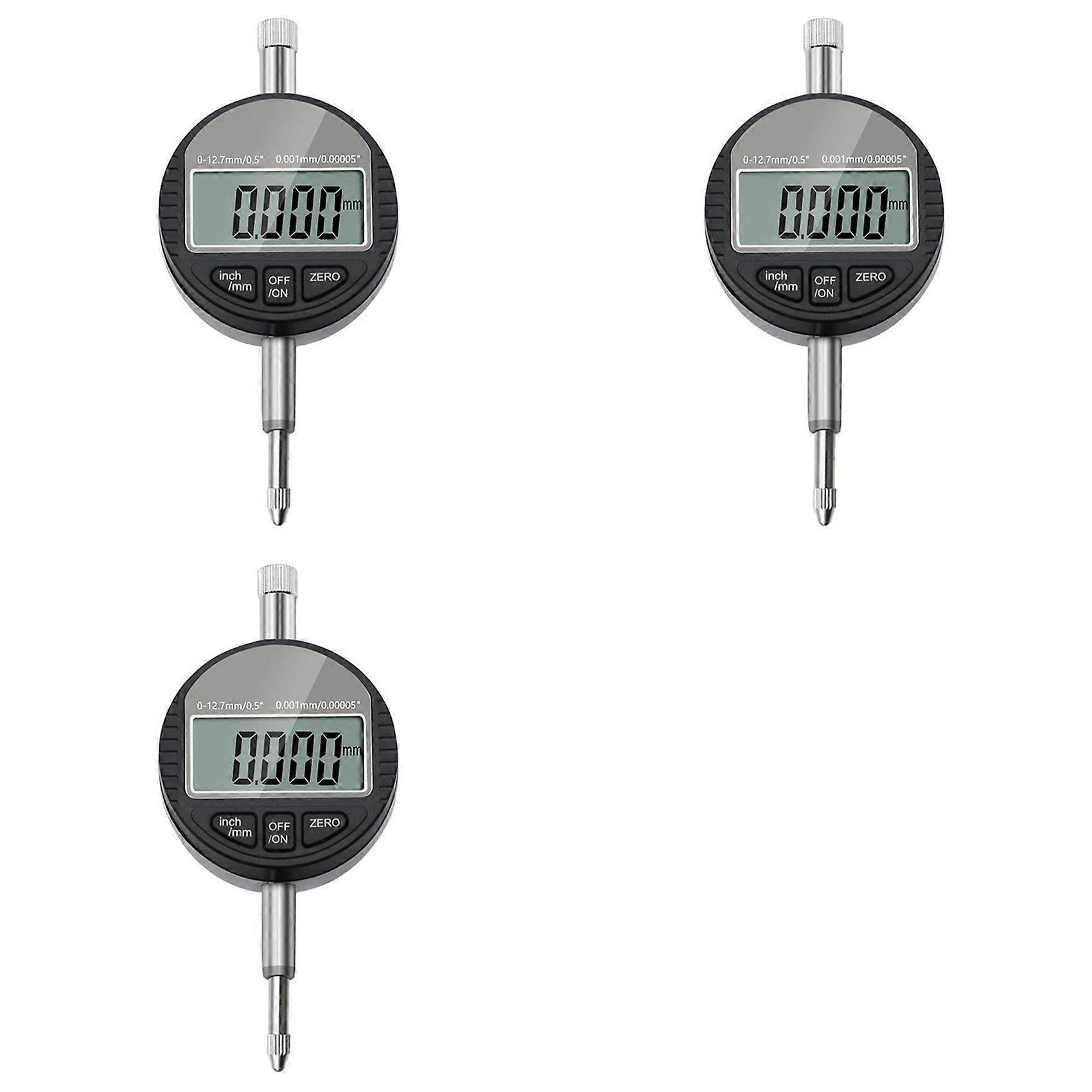 3X DTI Digital Dial Indicator 0.001mm Resolution,0-12.7mm/0-0.5 Inch Range Dial Test Indicators Electronic Indicator