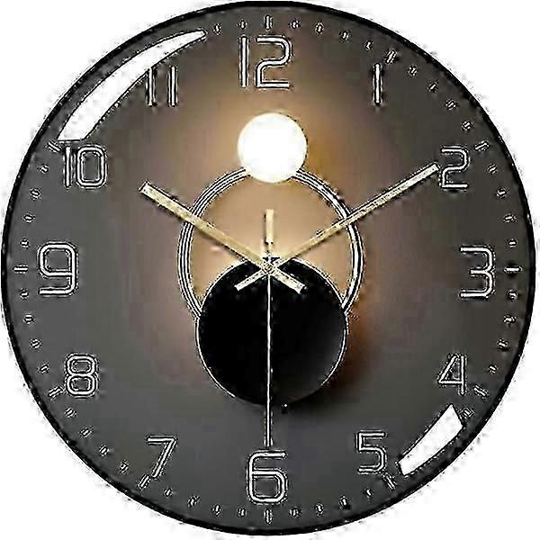 2025 Latest Model Modern silent wall clock, 30 cm diameter quartz (black)