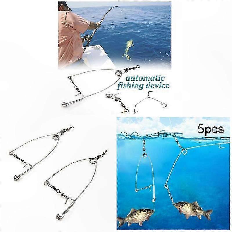 5Pcs Stainless Steel Fishing Hook Trigger Spring Set for Automatic Bait Bite Detection and Efficient Fish Catching