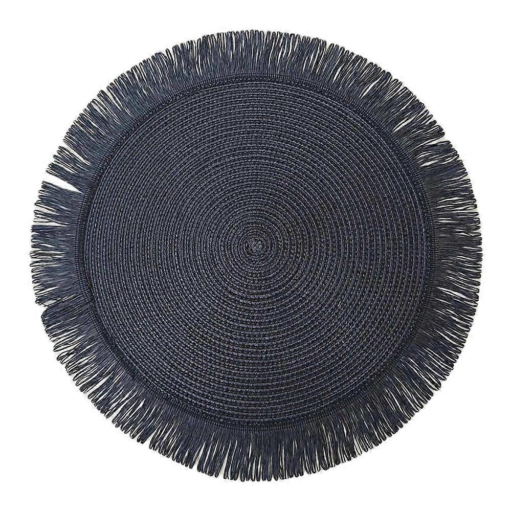 Burlap Placemats 13 Inch Round Woven with Tassels Rustic Boho Design for Table Protection