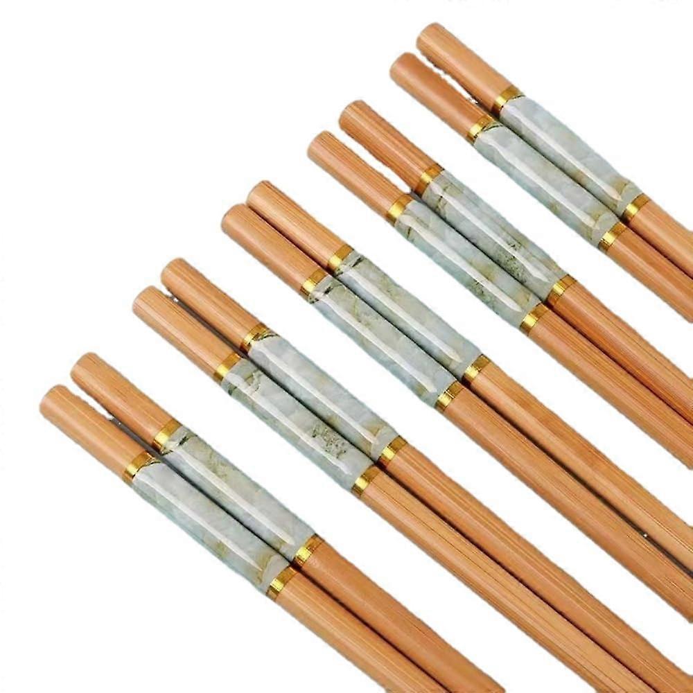 Bamboo Chopsticks Set with AntiSkid Wave Pattern, Reusable and Dishwasher Safe, 5 Pairs