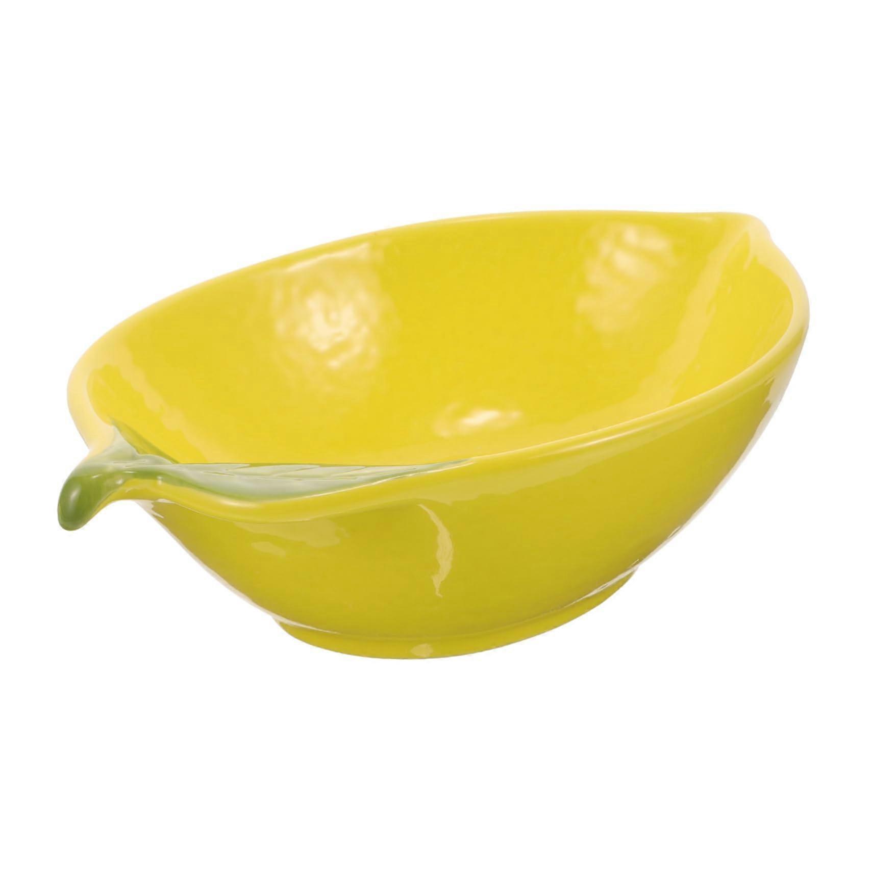Ceramic Lemon Shaped Serving Bowl for Fruit Salad and Desserts, Versatile Sturdy Kitchen Dish