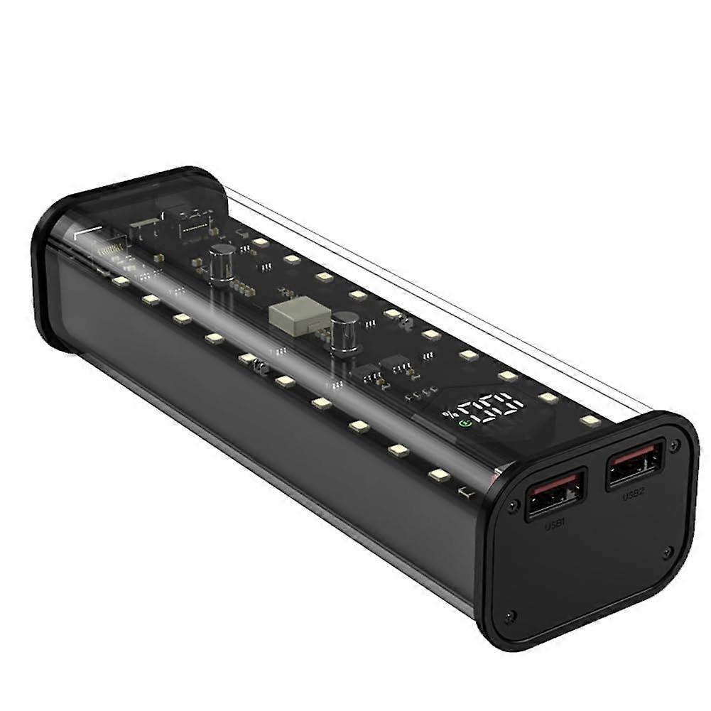 21700 Battery Storage Box 4 Slots with Dual USB Output TypeC Fast Input LED Display Transparent Shell