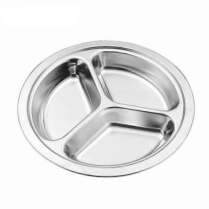 Stainless Steel Divided Plate 24cm 3Section Kids Dinner Tray RustProof Easy Clean Surface