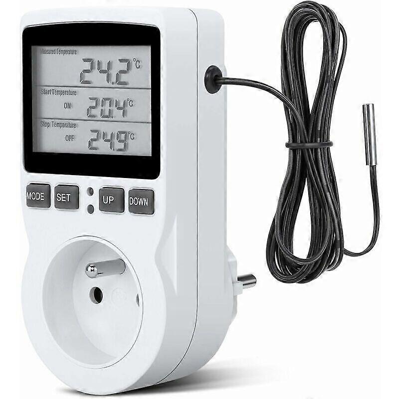 Programmable Thermostat Socket with Probe for Heating, Greenhouse, Aquarium, Digital Programmed Timer