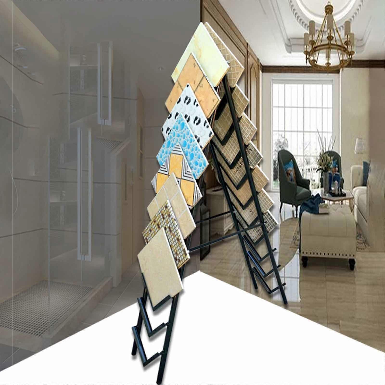 Heavy Duty Tile Display Stand with Stable Triangular Structure, MultiLayer Panel Storage Rack