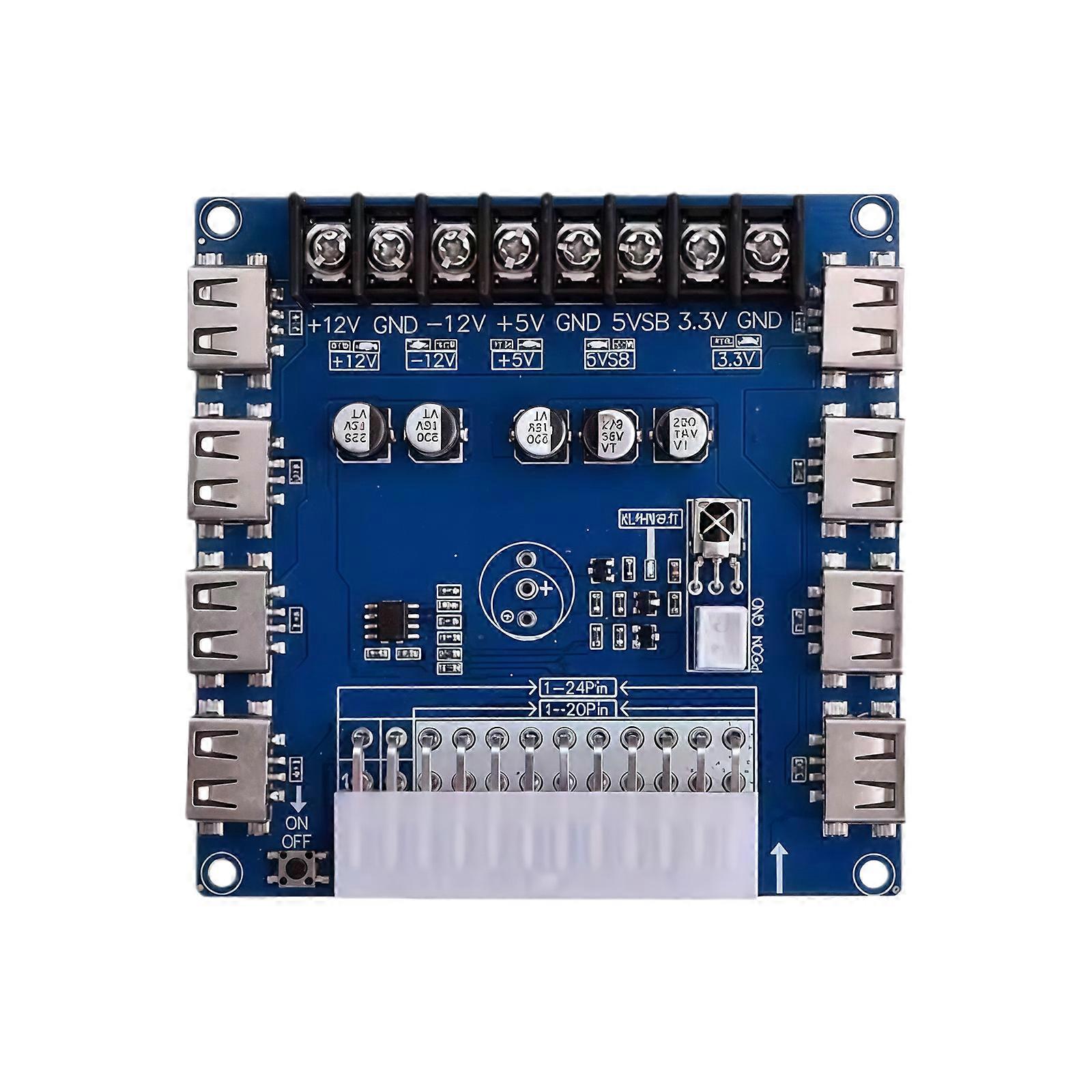 Computer Power Supply Extension Computer Power Supply Expansion Unit 8 Port Usb Control Board for Extended Testing Multicolor