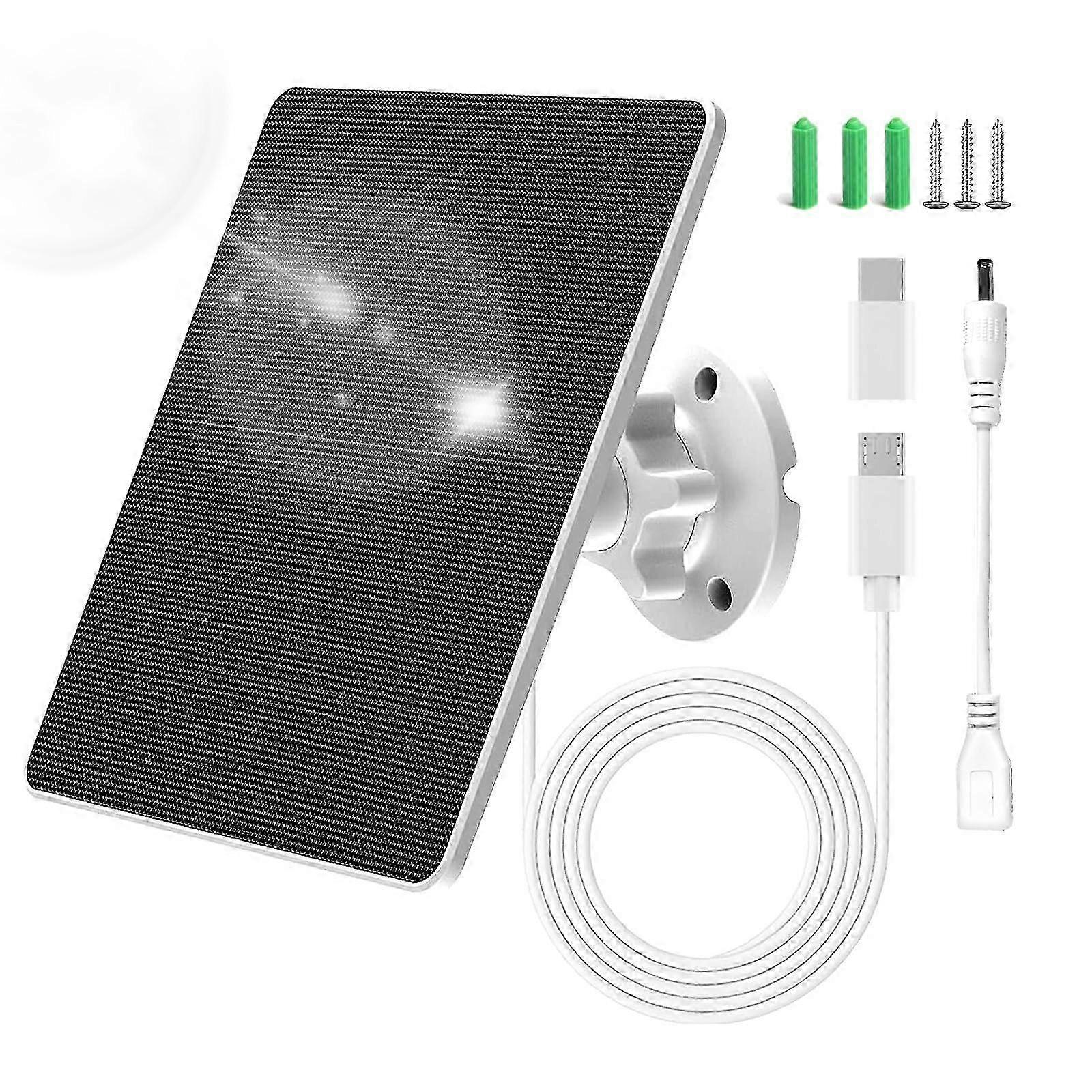 5W Solar Panel for Ring Camera with Smart MPPT Charging, IP67 Weatherproof Continuous Power, White